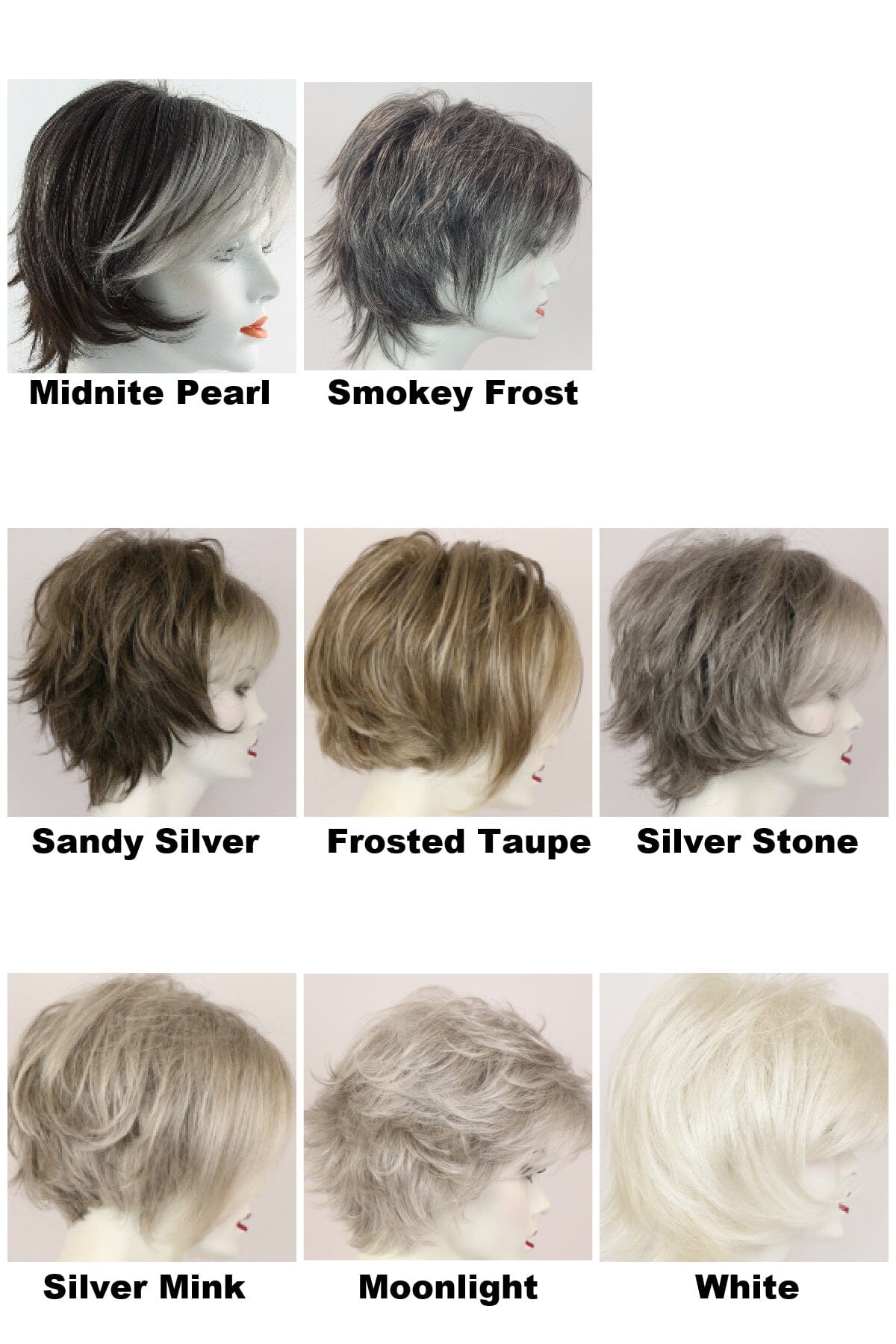 Color Swatches- Grey Colors Color Swatches Godiva's Secret Wigs 