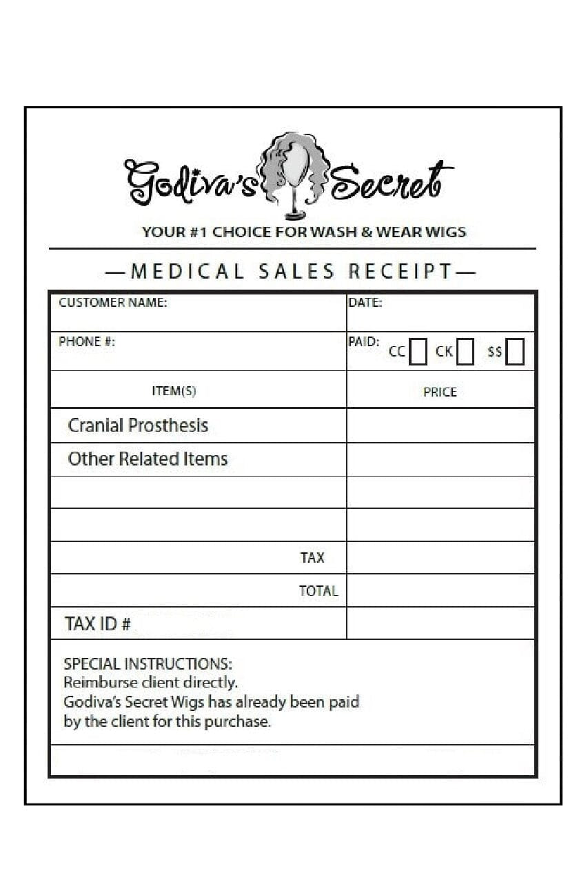 Medical Sales Receipt Godiva's Secret 