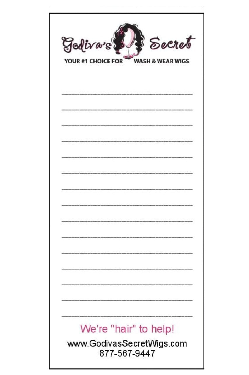 GSWC Notepad Godiva's Secret Wigs 