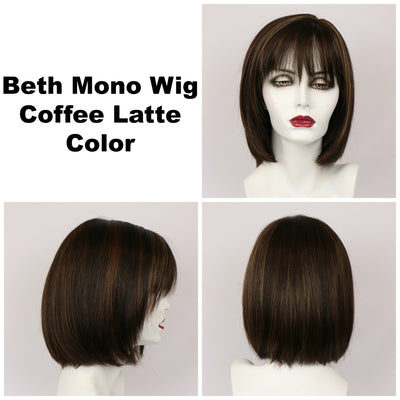 Coffee Latte / Beth Monofilament / Medium Wig