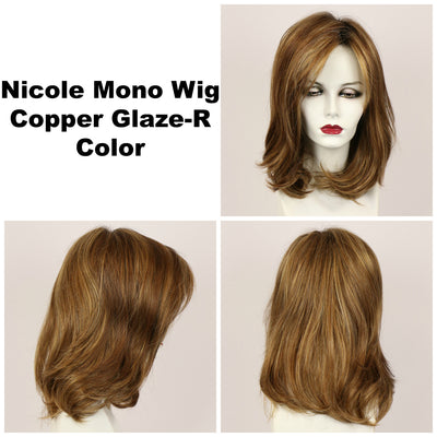 Copper Glaze-R / Nicole Monofilament w/ Roots / Medium Wig
