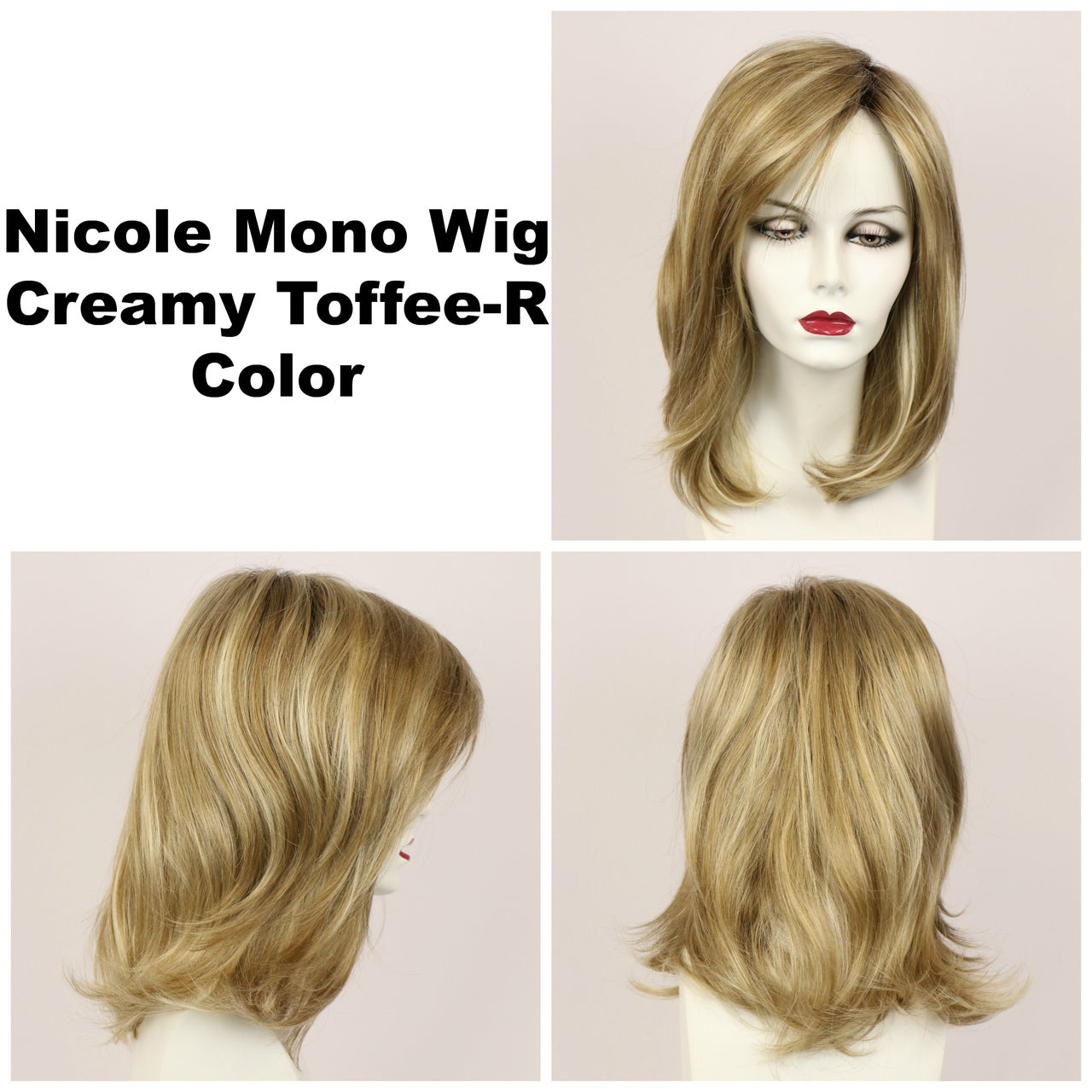 Creamy Toffee-R / Nicole Monofilament w/ Roots / Medium Wig