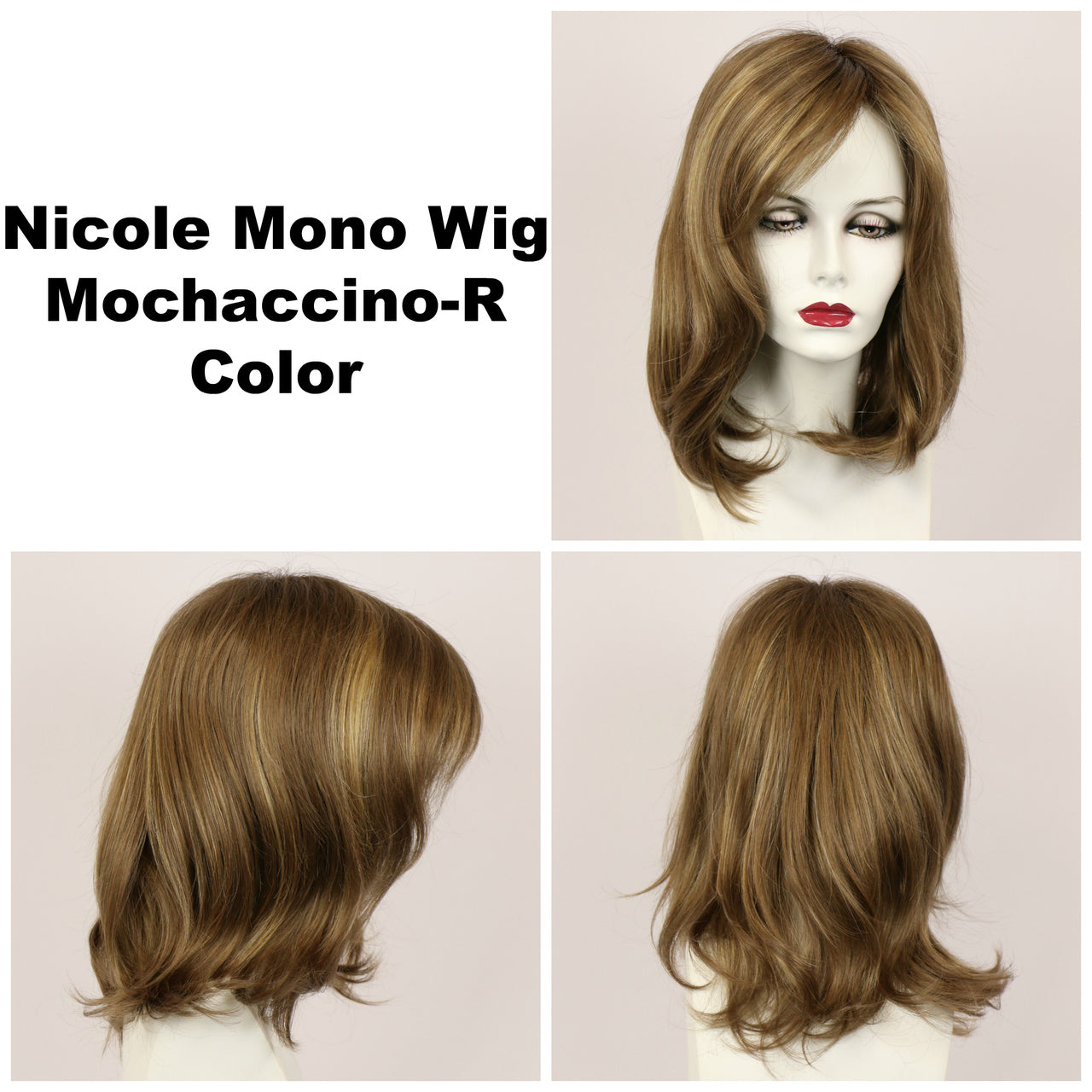 Mochaccino-R / Nicole Monofilament w/ Roots / Medium Wig