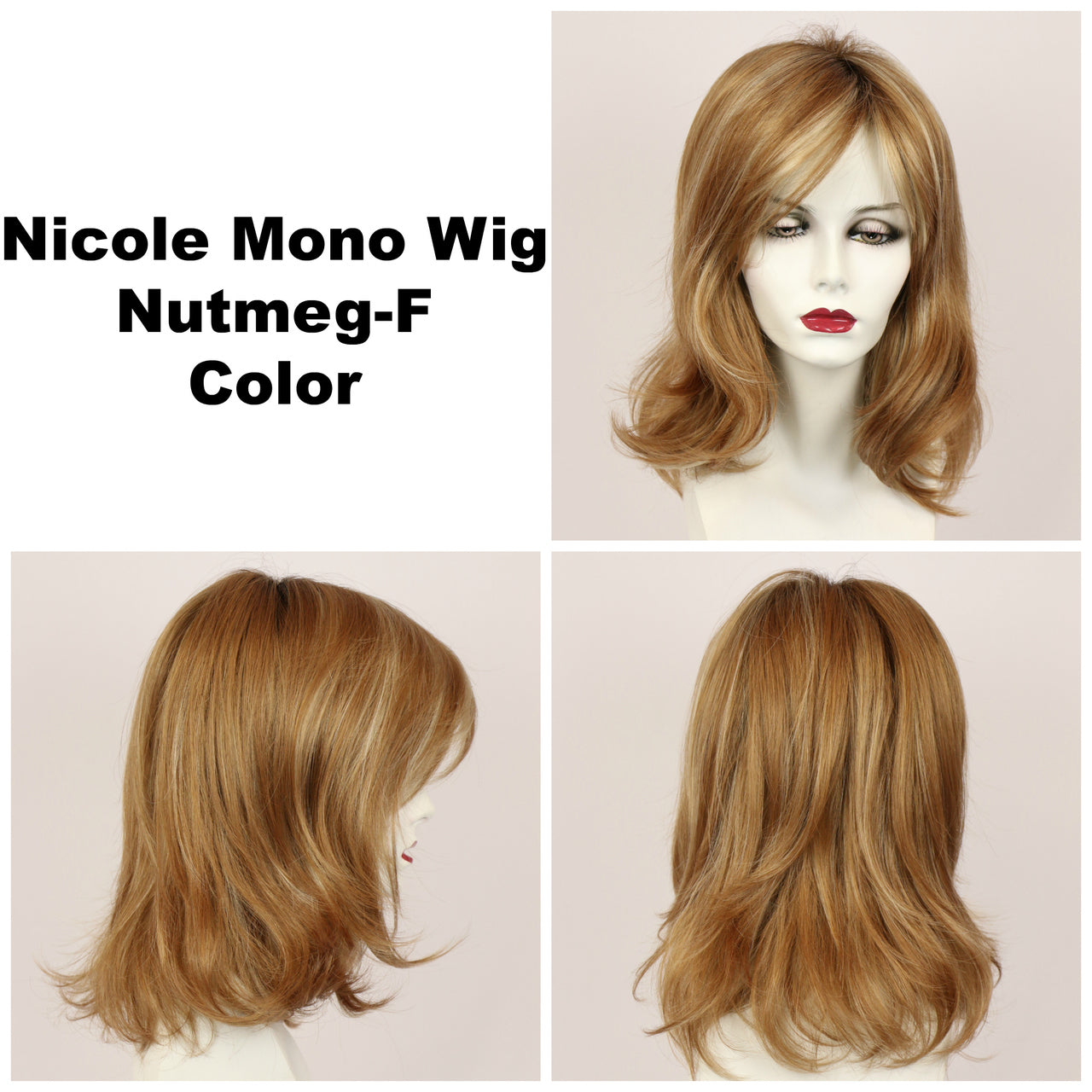 Nutmeg-F / Nicole Monofilament w/ Roots / Medium Wig