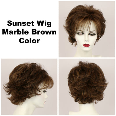 Marble Brown / Sunset / Short Wig